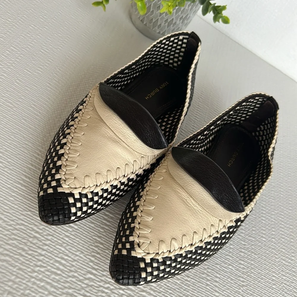 Tory Burch Black and Cream Checkered Flats - Picture 9 of 16